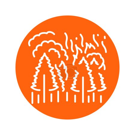 Ilustración de Forest fire black line icon. Natural element. Pictogram for web page, mobile app, promo. - Imagen libre de derechos