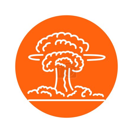 Ilustración de Explosión nuclear icono de línea negra. Pictograma para página web, aplicación móvil, promo. - Imagen libre de derechos