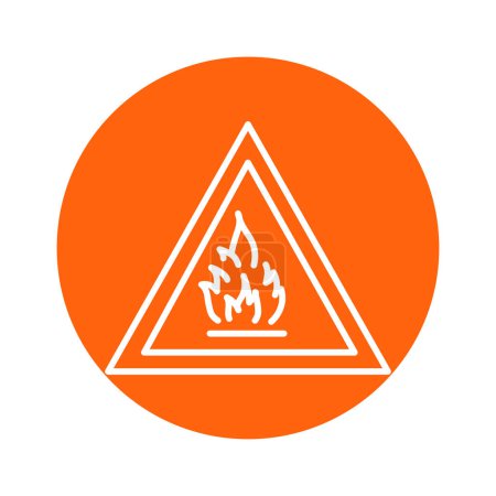 Illustration for Sign caution fire hazard black line icon. Pictogram for web page, mobile app, promo. - Royalty Free Image