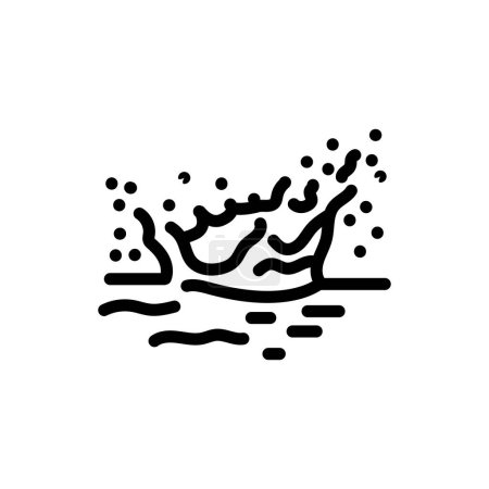 Illustration for A splash of water in the sea color line icon. Liquid flow. - Royalty Free Image