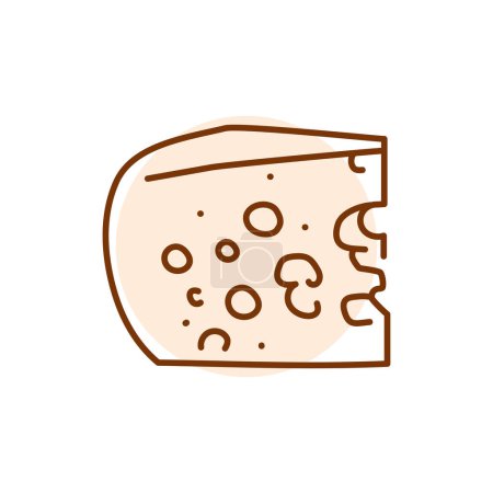 Téléchargez les illustrations : Maasdam cheese black line icon. Dairy product. - en licence libre de droit