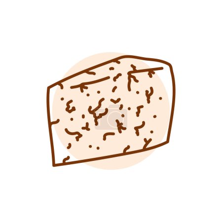 Illustration for Cheese with mold Gorgonzola black line icon. Dairy product. - Royalty Free Image