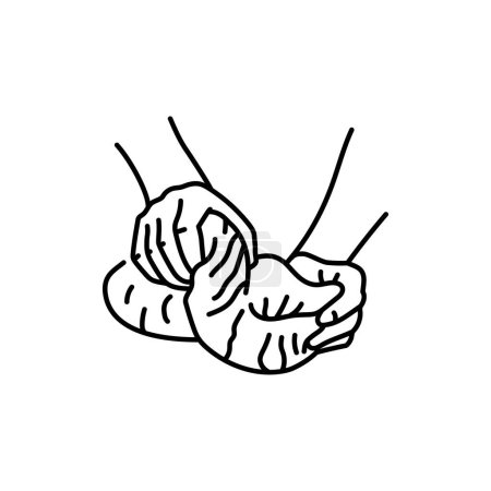 Téléchargez les illustrations : Knead the dough color line icon. Cooking food. - en licence libre de droit