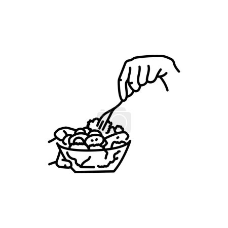 Illustration for Mix the salad color line icon. Cooking food. - Royalty Free Image