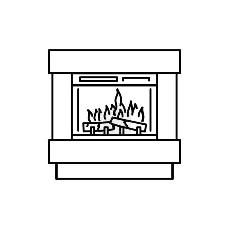 Ilustración de Electric fireplace color line icon. Kitchen device. - Imagen libre de derechos