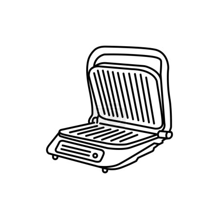 Téléchargez les illustrations : Electric grill color line icon. Kitchen device. - en licence libre de droit