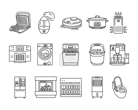 Ilustración de Electrodomésticos línea de color icono. - Imagen libre de derechos
