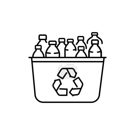 Ilustración de Papelera de reciclaje con botellas de plástico icono de línea negra. Pictograma para página web - Imagen libre de derechos