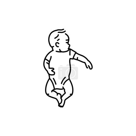 Ilustración de El bebé está durmiendo icono de la línea negra. Desarrollo de niños pequeños. - Imagen libre de derechos