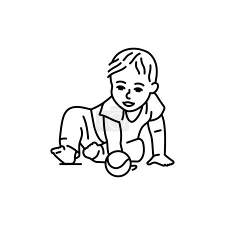 Illustration for The baby is sitting color line icon.  Toddler development. - Royalty Free Image