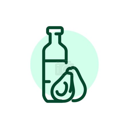 Téléchargez les illustrations : Bottle of virgin avocado oil color line icon. Vegetarian product. - en licence libre de droit