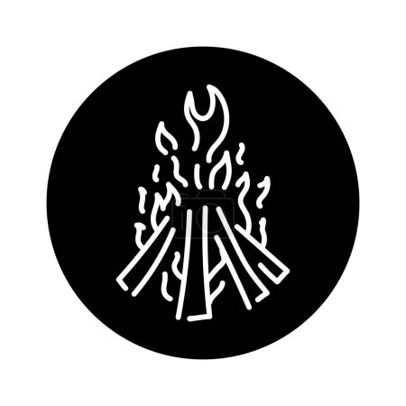Ilustración de Hoguera icono de línea negra. Elemento natural. - Imagen libre de derechos