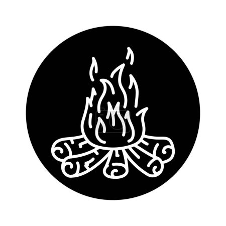 Ilustración de Bonfire black line icon. Natural element. - Imagen libre de derechos