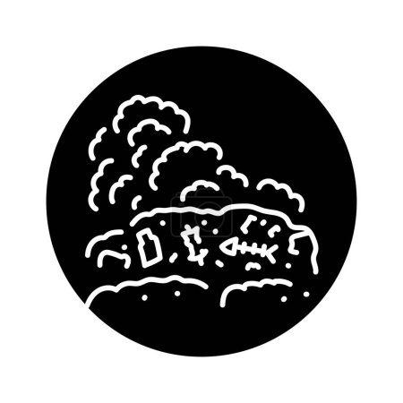 Ilustración de Quemando basura icono de línea negra. Pictograma para página web - Imagen libre de derechos