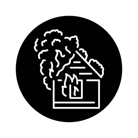 Illustration for House fire black line icon. Natural element. - Royalty Free Image