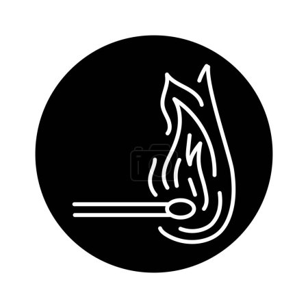 Ilustración de Match with fire black line icon. Pictogram for web page - Imagen libre de derechos