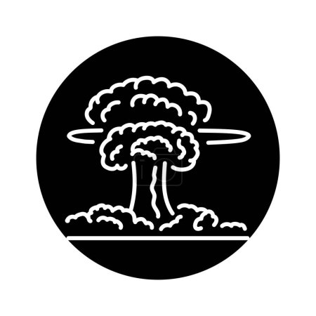 Illustration for Nuclear explosion black line icon. Pictogram for web page - Royalty Free Image