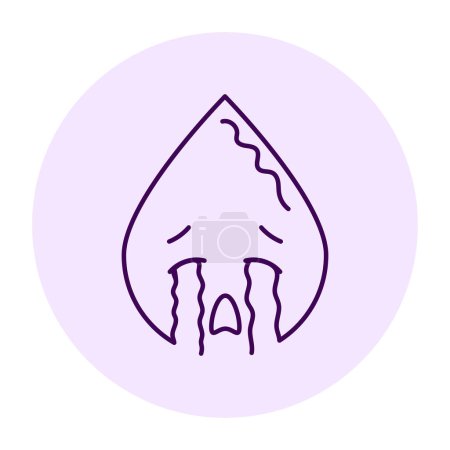 Illustration for Crying blue character in the shape of a drop color line icon. Mascot of emotions. - Royalty Free Image