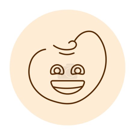 Téléchargez les illustrations : Happy green character color line icon. Mascot of emotions. - en licence libre de droit