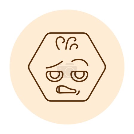 Illustration for Hexagonal orange character color line icon. Mascot of emotions. - Royalty Free Image