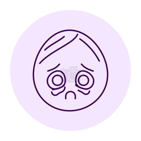 Illustration for Oval blue crying character color line icon. Mascot of emotions. - Royalty Free Image