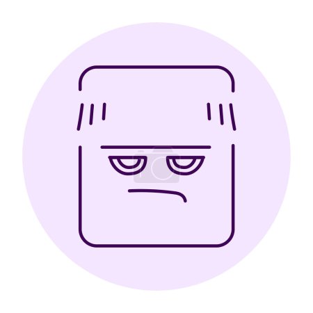 Illustration for Pofigistic rectangular purple character color line icon. Mascot of emotions. - Royalty Free Image