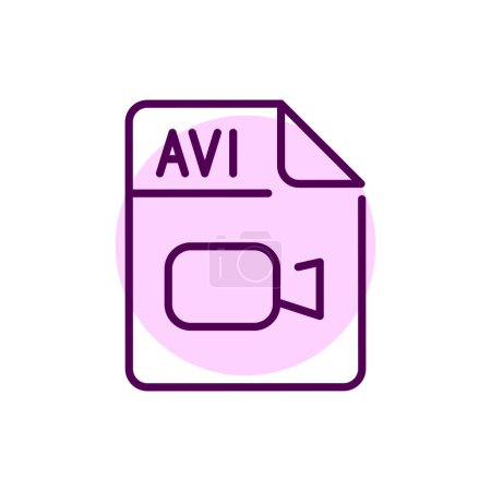 Illustration for AVI file color line icon. Format and extension of documents - Royalty Free Image