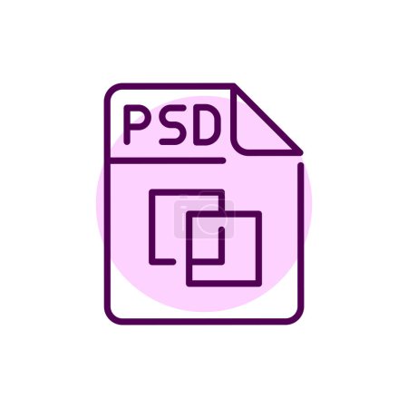 Téléchargez les illustrations : Icône de ligne de couleur de fichier PSD. Format et extension des documents - en licence libre de droit