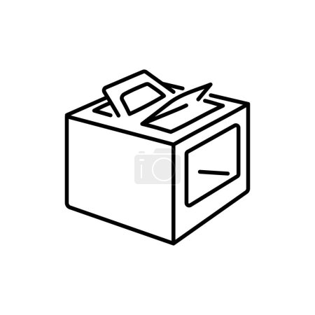 Illustration for Cardboard packaging for a cake black line icon. - Royalty Free Image