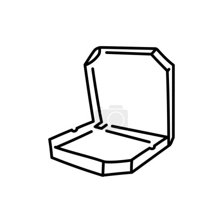 Illustration for Pizza box black line icon. Takeout fastfood container. - Royalty Free Image