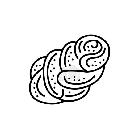 Illustration for Hallah black line icon. Bakery. - Royalty Free Image