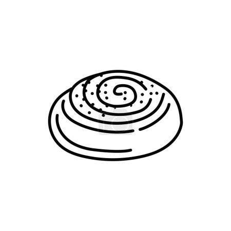 Illustration for Cinnamon roll black line icon. Bakery. - Royalty Free Image