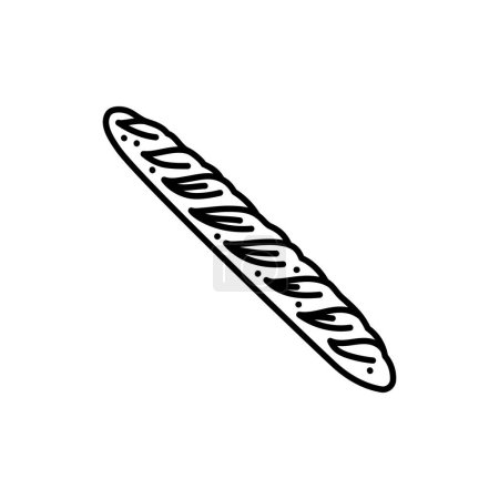 Illustration for French baguette black line icon. Bakery. - Royalty Free Image