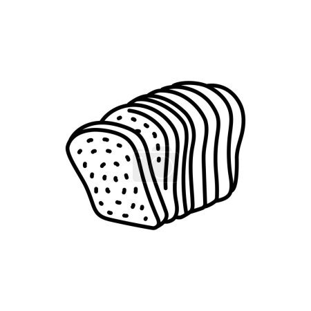 Illustration for Sliced grain bread black line icon. Bakery. - Royalty Free Image