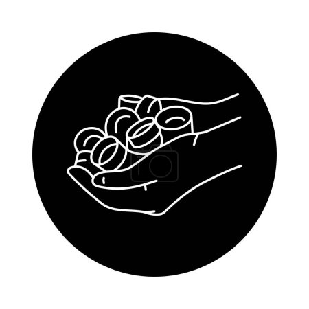 Illustration for Hands holding bottle caps black line icon. Pictogram for web page - Royalty Free Image