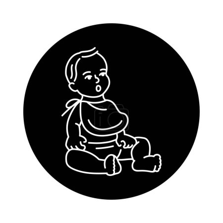 Illustration for Feeding the baby black line icon. Toddler development. - Royalty Free Image