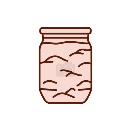 Illustration for Pickled fruit jam in a jar color line icon. Homemade canned food. - Royalty Free Image