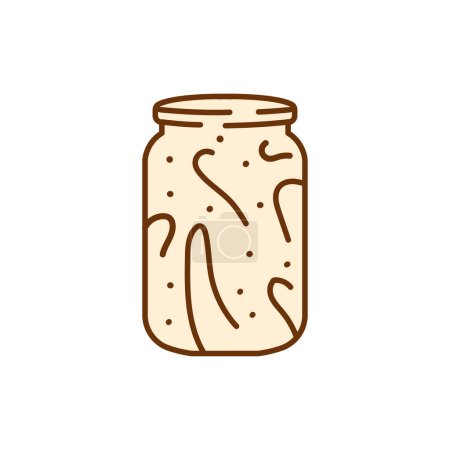 Téléchargez les illustrations : Sauce lécho marinée dans un pot icône de ligne de couleur. Aliments en conserve faits maison. - en licence libre de droit