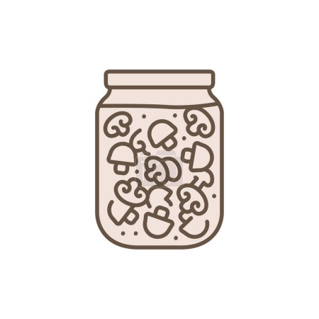 Illustration for Pickled mushrooms in a jar color line icon. Homemade canned food. - Royalty Free Image