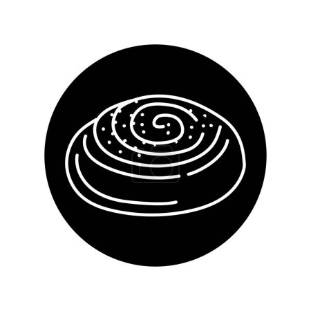 Illustration for Cinnamon roll black line icon. Bakery. - Royalty Free Image