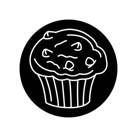 Téléchargez les illustrations : Icône ligne noire muffin. Boulangerie. - en licence libre de droit