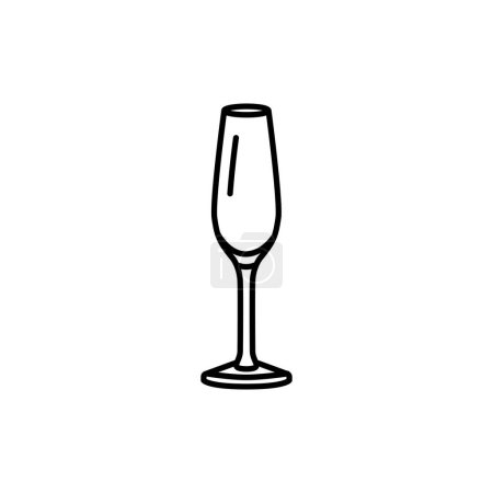 Illustration for Champagne black line icon. Dishware - Royalty Free Image
