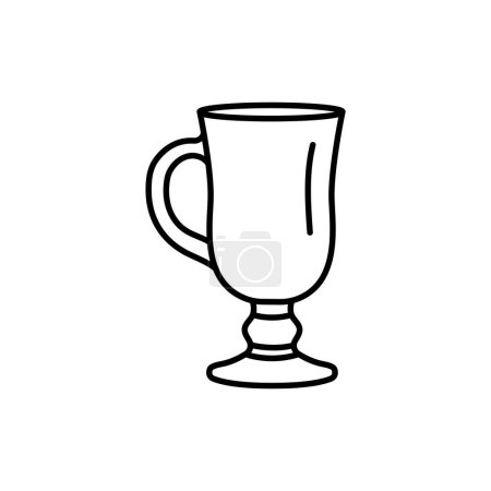 Téléchargez les illustrations : Verre pour irish café ligne noire icône. Dishware - en licence libre de droit