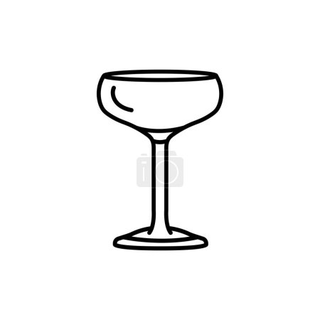 Illustration for Glass saucer black line icon. Dishware - Royalty Free Image