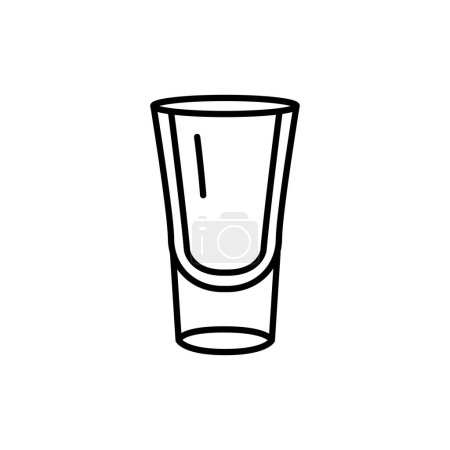 Ilustración de Icono de cristal para vodka línea negra. Vajilla - Imagen libre de derechos