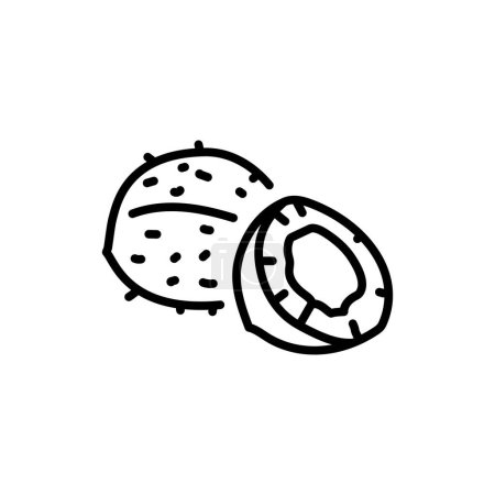 Ilustración de Icono de línea negra de coco. Comida orgánica natural súper. - Imagen libre de derechos