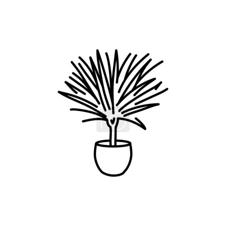 Illustration for Dracaena houseplant black line icon. Indoor decorative plant. - Royalty Free Image