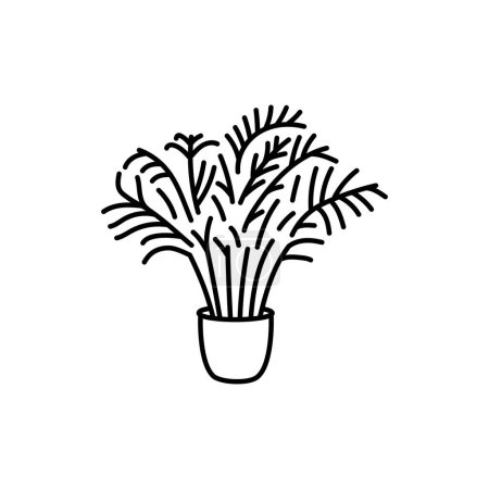 Illustration for Hamedorrhoea houseplant black line icon. Indoor decorative plant. - Royalty Free Image
