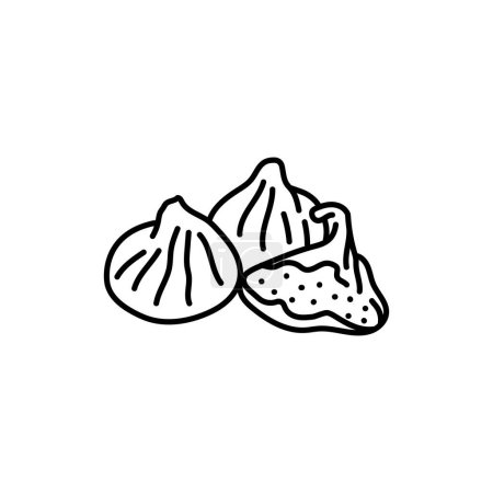 Illustration for Dried fig black line icon. Natural organic super food - Royalty Free Image