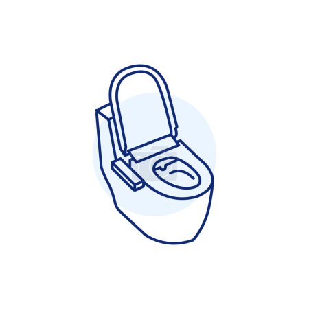 Téléchargez les illustrations : Toilet smart color line icon. Smart home technology. - en licence libre de droit